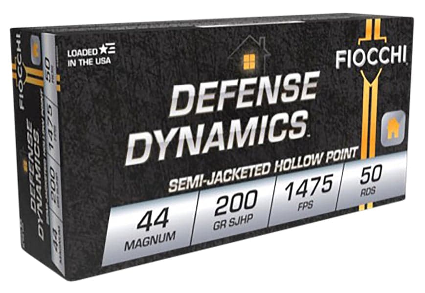 Fiocchi 44B500 Defense Dynamics 44 Rem Mag 200 gr Semi Jacketed Hollow Point Handgun Ammo - 50 Rounds