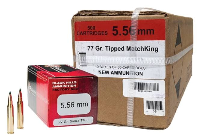 Black Hills Ammunition 5.56X45MM NATO 77 GR Tmk Sierra Match King 500RD Case