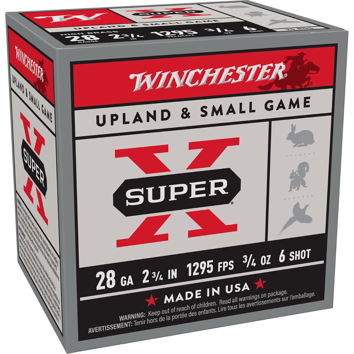 Super-X 28 Gauge 2-3/4" 3/4oz #6 Shot 250/Case