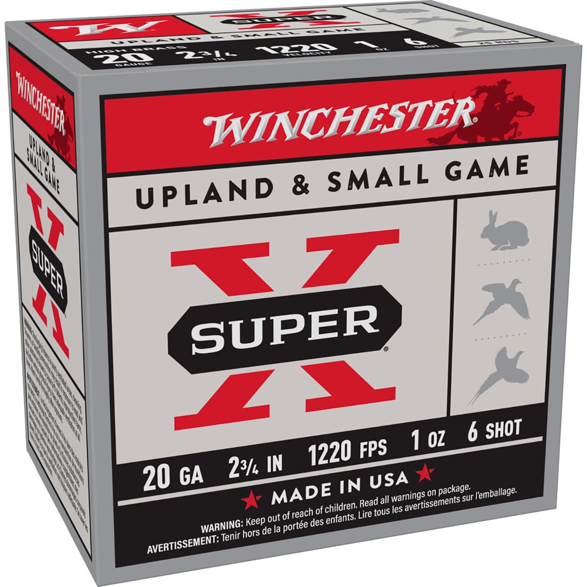 Super-X 20 Gauge 2-3/4" 1oz #6 Shot 250/Case