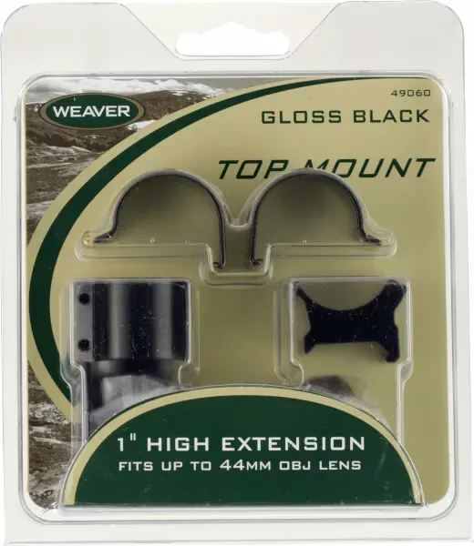 Weaver 1" X-High Steel Strap Aluminum Saddle Detachable Extension Top Mount Scope Ring, Matte Black - 48449 - Optic Mount - view 1