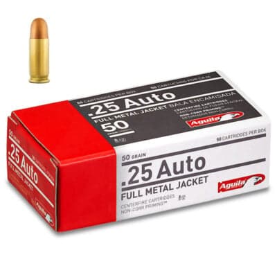 Aguila 25 Auto 50 grain Full Metal Jacket Handgun Ammo - 50 Rounds