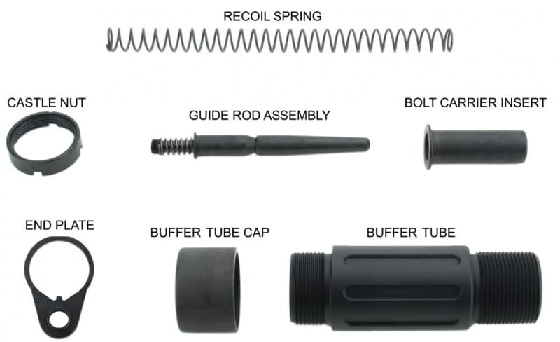Tacfire Short Buffer Tube System for AR-Style Pistols - Black, Compact Comfort - MAR139-C