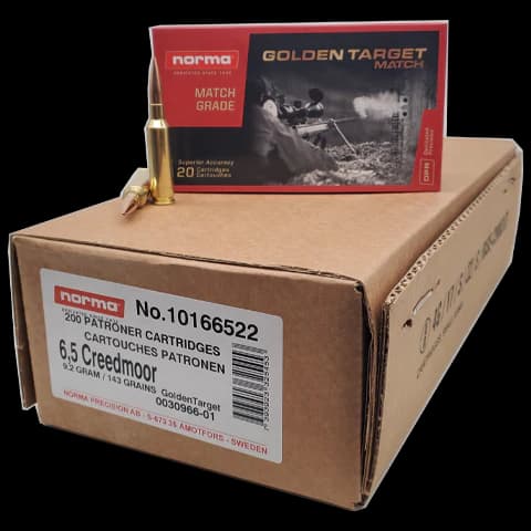 Norma USA 6.5 Creedmoor 143 GR BTHP Golden Target Match 20 Box 1