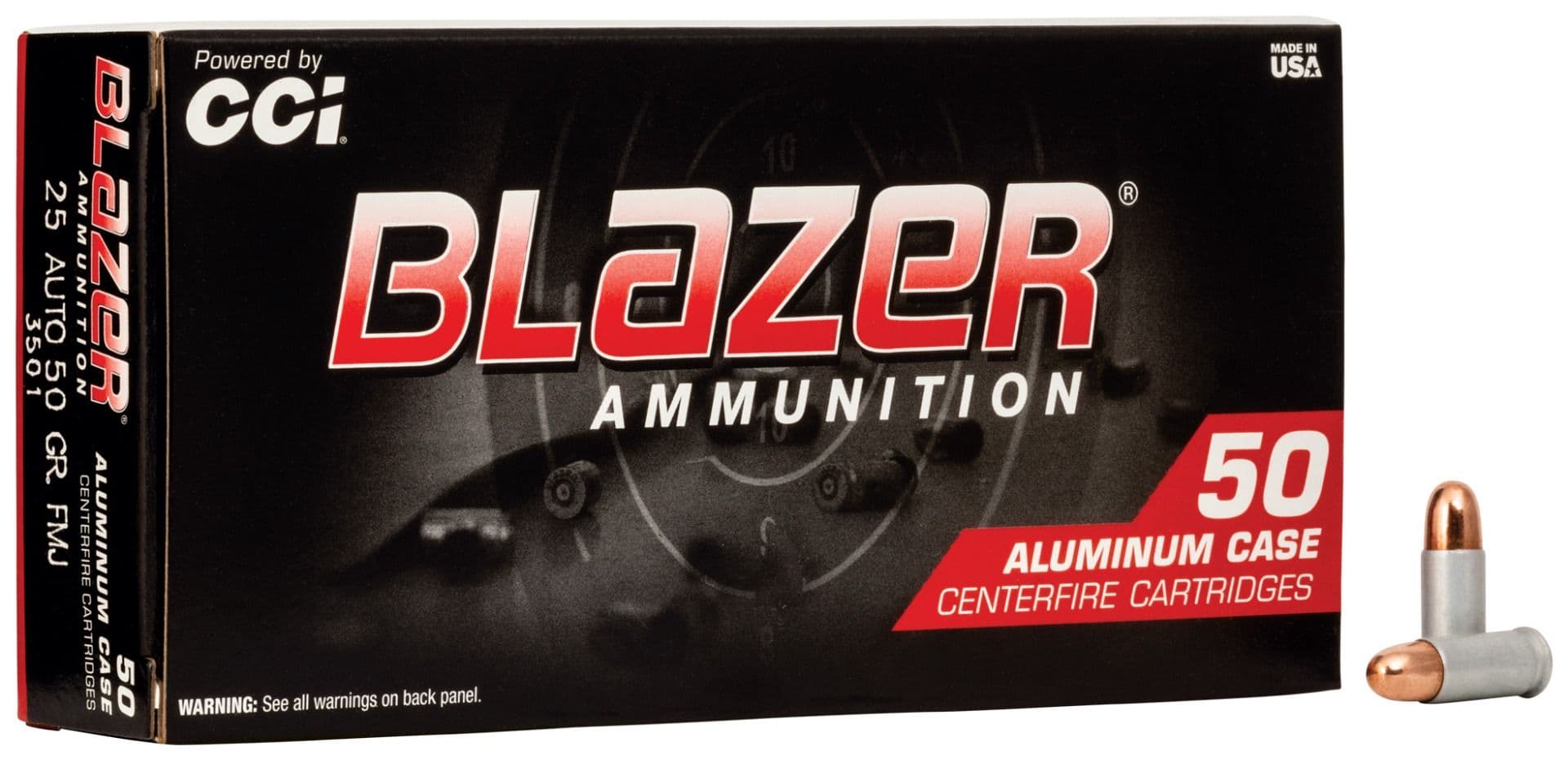 CCI Blazer 25 Auto/ACP 50gr FMJ Aluminum Cased Ammunition 50rds - 3501