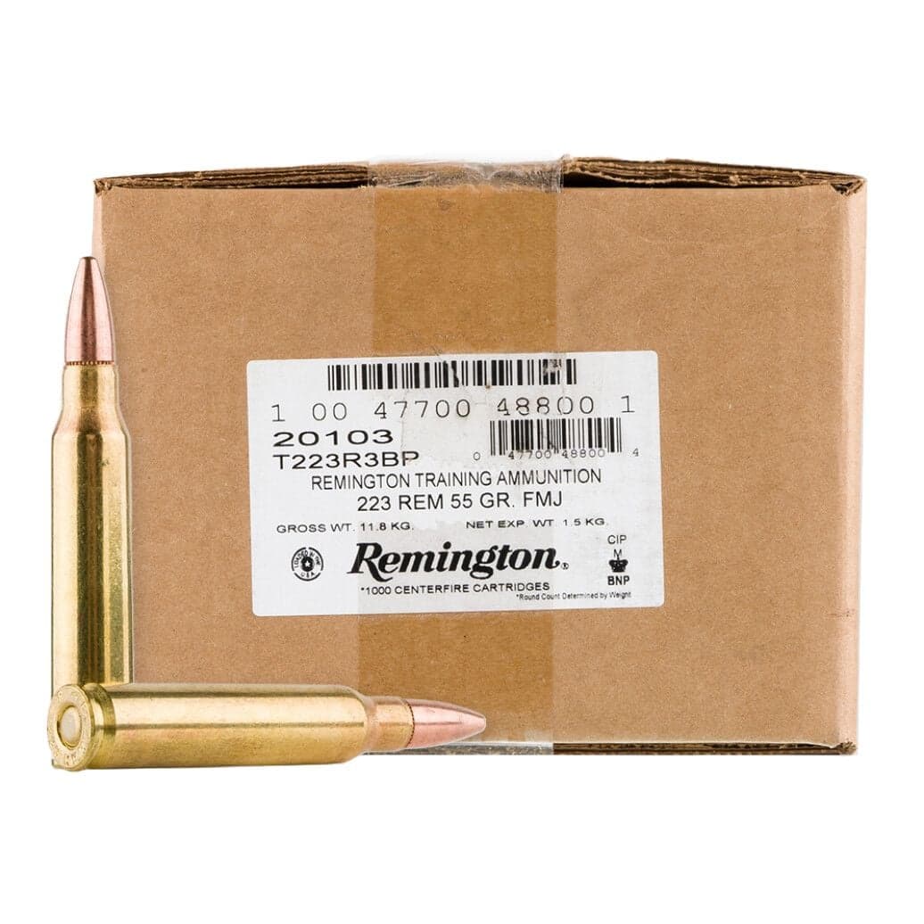 Remington 55 Grain FMJ .223 Remington Ammo, 1000 Rounds - 20103