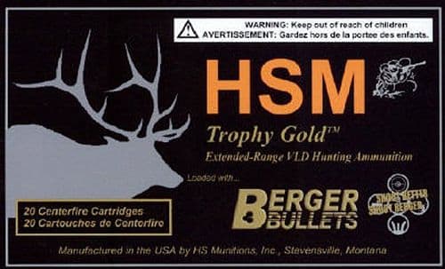 HSM HSM Ammunition Trophy Gold 168 gr Match Hunting Very Low Drag .300 WSM Ammo, 20/box - BER-300WSM168VLD