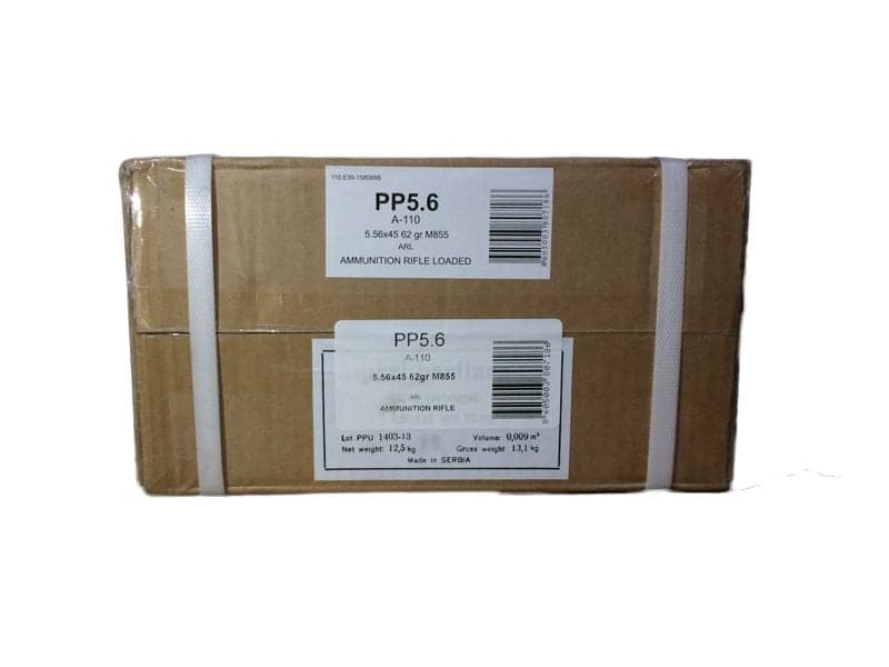 PRVI Partizan 5.56x45mm M855 62gr Ammunition, 1000 Round Case - PP5.6