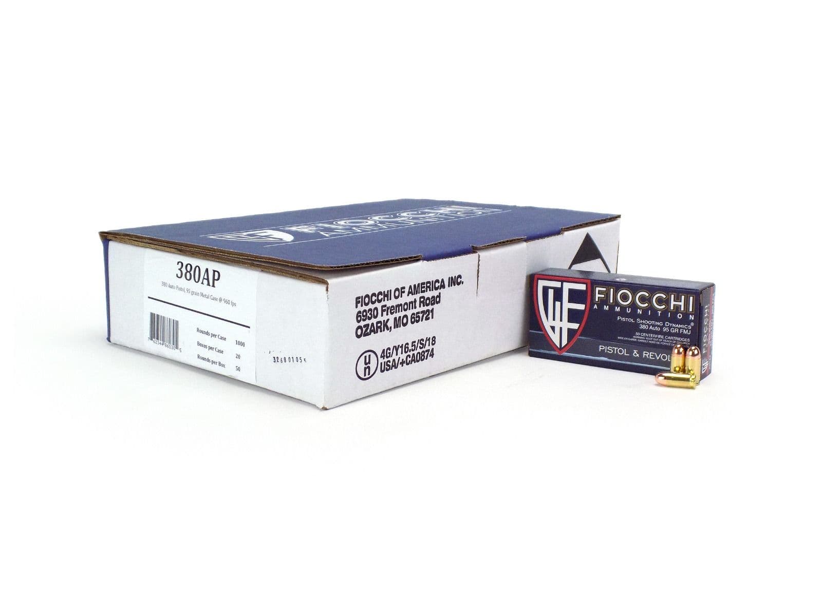 Fiocchi .380 ACP 95 Grain FMJ (Case)