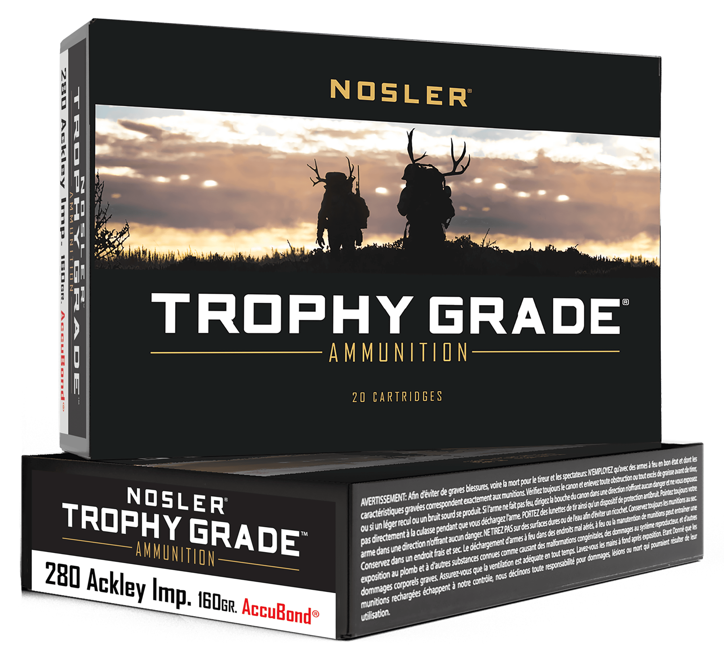 Nosler Trophy Grade 280 Ackley Improved 160 Gr Nosler AccuBond (Box)