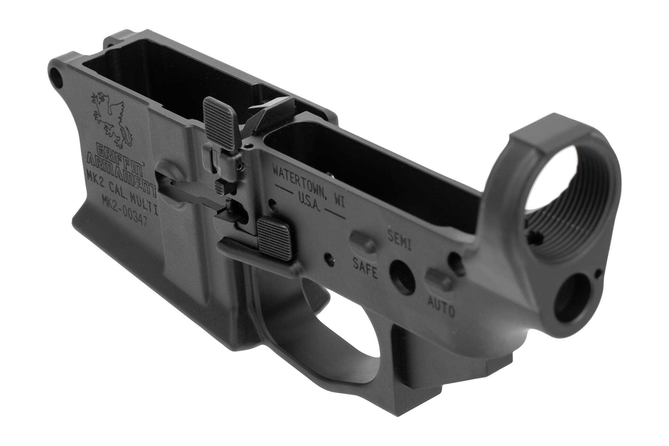 Griffin Armament Griffin Armament MK2 Ambi Stripped AR-15 Lower Receiver - Ambidextrous Controls - Flared Magwell - Anodized Black - MK2AL - view 4