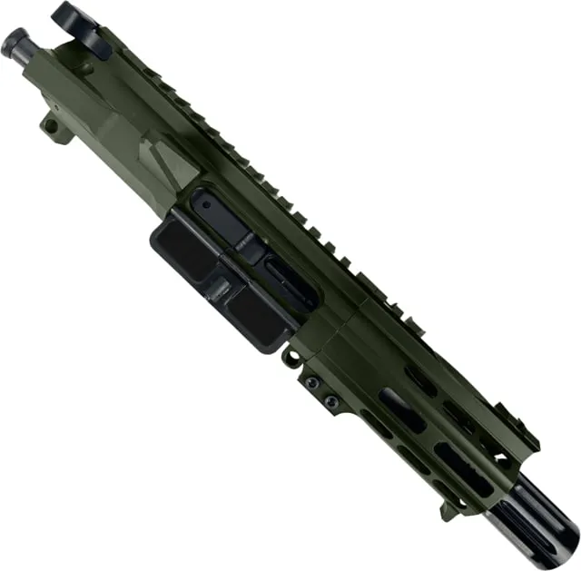ABC RIFLE COMPANY AR .40 S&W Billet Pistol 4in Barrel Custom M-LOK Handguard Complete Upper Receiver w/BCG And Charging Handle Olive Drab Green - Upper Receiver for AR-15 - view 1
