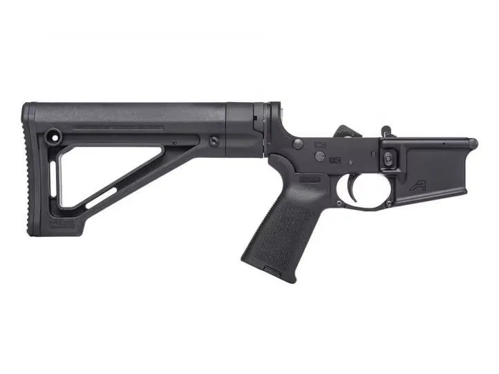 Aero Precision AR-15 Complete Lower Receiver w/ MOE Grip & Fixed Carbine Stock - Anodized Black - Dirty Bird Industries - Lower Receiver for AR-15, vista 1