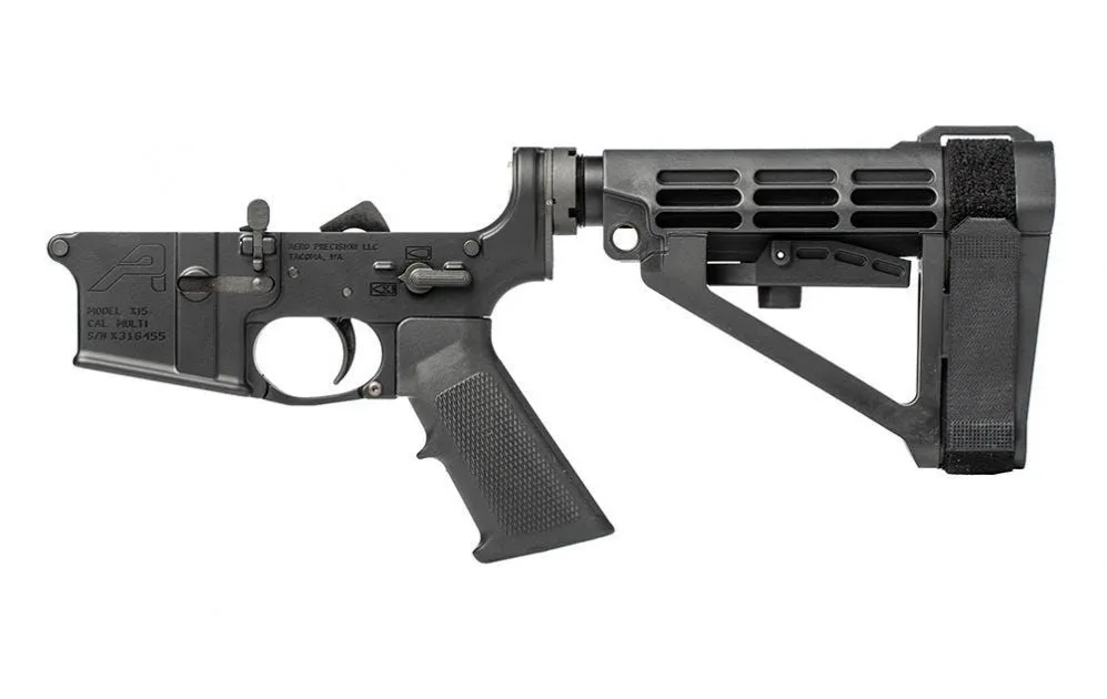 Aero Precision AR-15 Pistol Complete Lower Receiver w/ A2 Grip & SBA4 Brace - Anodized/Black - Lower Receiver for AR-15, vista 2