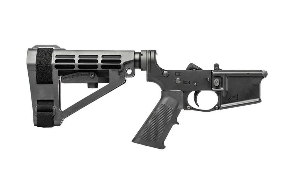 Aero Precision AR-15 Pistol Complete Lower Receiver w/ A2 Grip & SBA4 Brace - Anodized/Black - Lower Receiver for AR-15 - view 1