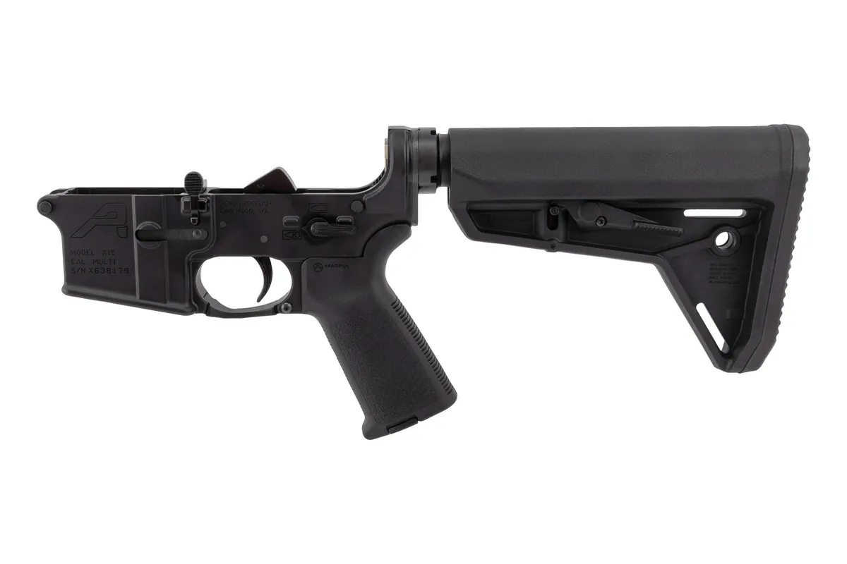 Aero Precision AR15 Complete Lower Receiver w/ MOE Grip & SL Carbine Stock, Multi-Caliber, Anodized Black - Lower Receiver for AR-15 - view 3