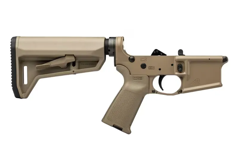 Aero Precision AR15 Complete Lower Receiver with FDE MOE Grip & SL-K Carbine Stock - FDE Cerakote - APAR501193 - Lower Receiver for AR-15, vista 1