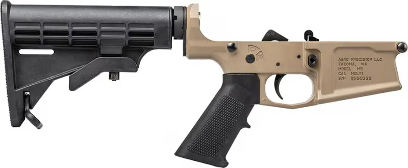 Aero Precision Complete Lower Receiver Flat Dark Earth .308 Win with A2 Grip & M4 Stock - Lower Receiver for AR-15, vista 2
