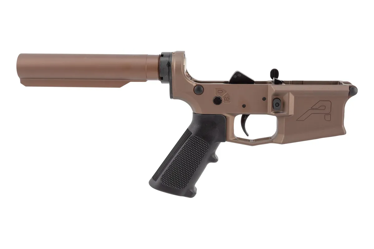 Aero Precision M4E1 Carbine Complete AR-15 Lower Receiver - No Stock & A2 Grip - Kodiak Brown Anodized - Lower Receiver for AR-15, vista 1