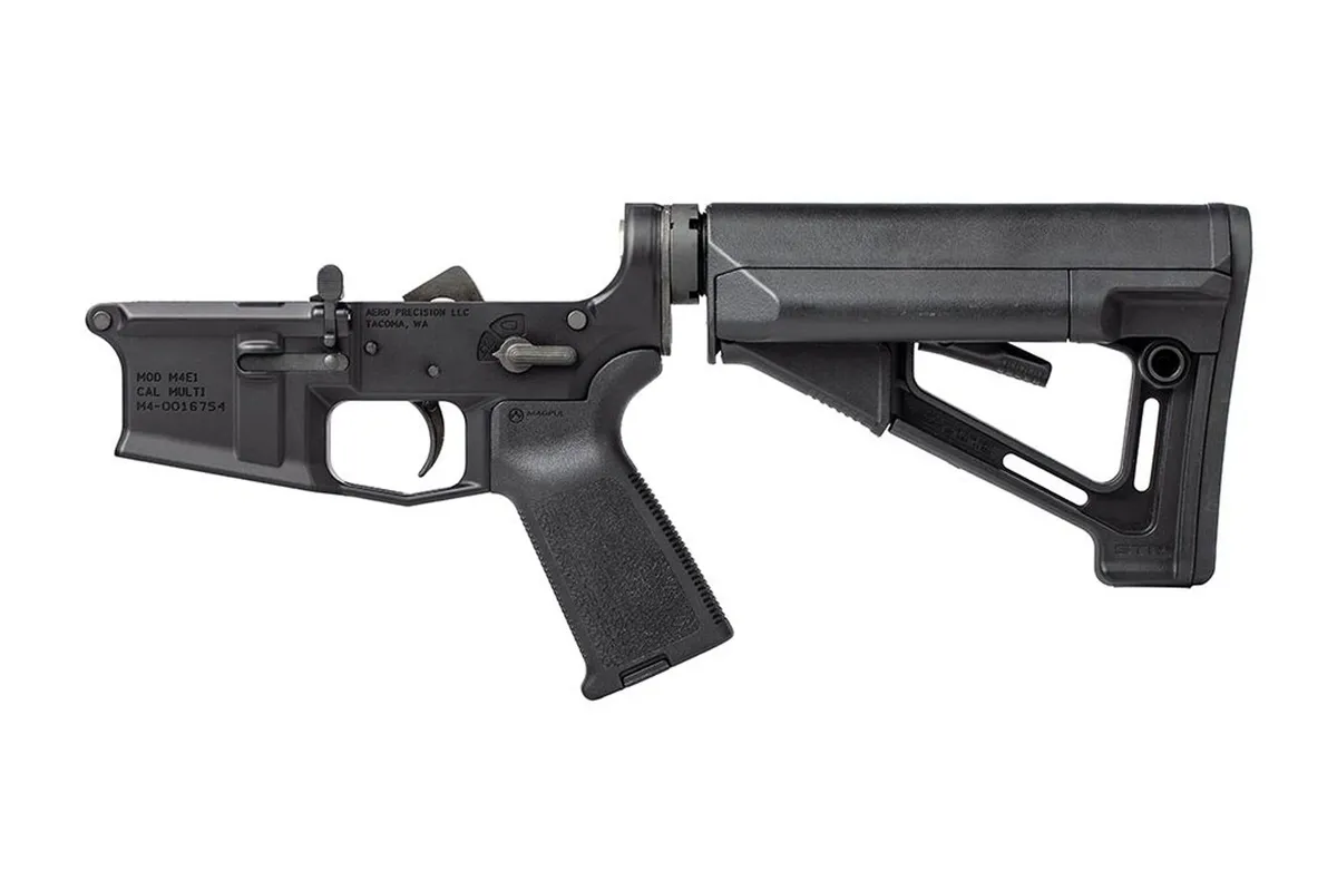 Aero Precision - Aero Precision M4E1 Complete Lower Receiver w/ MOE Grip and STR Stock - Anodized Black - AR15Discounts - Lower Receiver for AR-15, vista 1