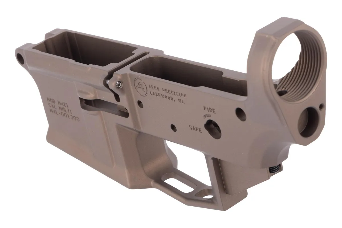 Aero Precision M4E1 Low Profile Stripped AR-15 Lower Receiver - Kodiak Brown Anodized - Lower Receiver for AR-15, vista 3