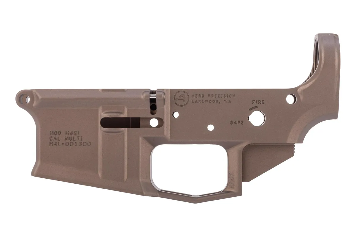 Aero Precision M4E1 Low Profile Stripped AR-15 Lower Receiver - Kodiak Brown Anodized - Lower Receiver for AR-15, vista 4