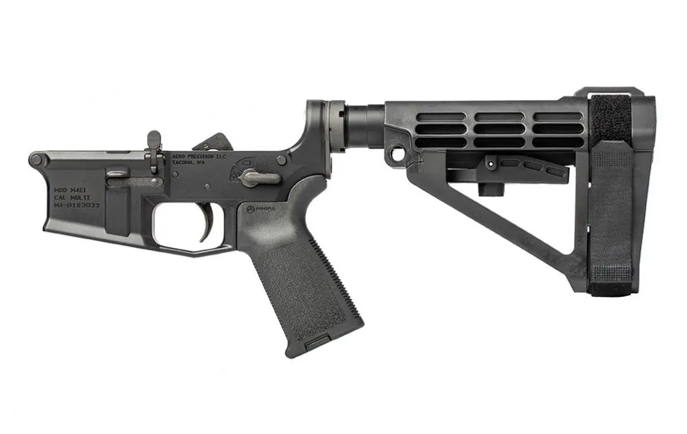 Aero Precision M4E1 Pistol Complete Lower Receiver w/ MOE Grip & SBA4 Brace - Anodized/Black - Lower Receiver for AR-15, vista 3