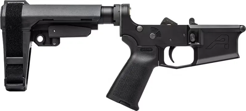Aero Precision M4E1 Pistol Complete Lower Receiver with MOE Grip & SBA3 Brace - Anodized Black- APAR600140 - Lower Receiver for AR-15, vista 1