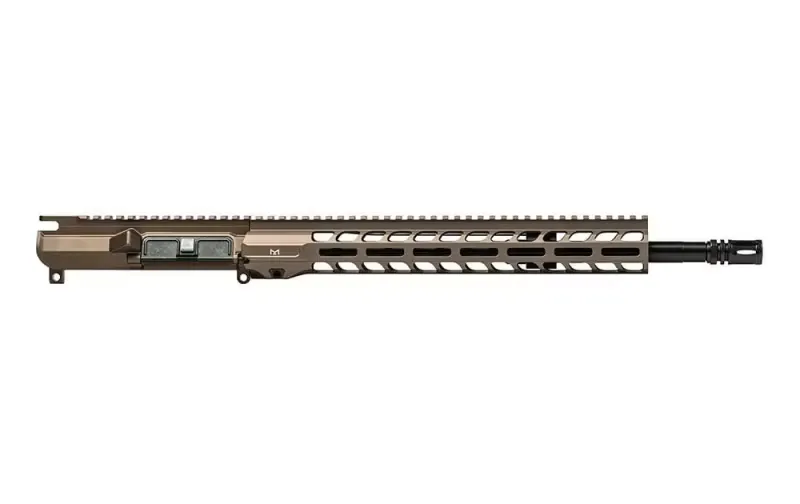 Aero Precision M4E1 Threaded 16\" 5.56 Mid-Length QPQ No Forward Assist Complete Upper with 13.5\" Slimline Handguard - Kodiak Brown Anodized - APSL100765 - Upper Receiver for AR-15, vista 1
