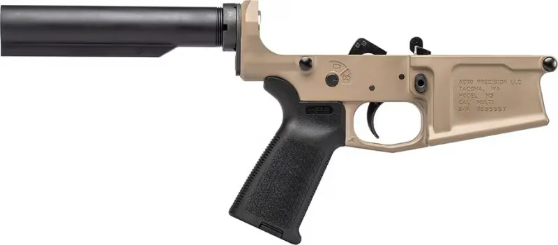 Aero Precision M5 (.308) Complete Lower Receiver w/ Magpul MOE Grip No Stock - Cerakote FDE - APAR308014 - Lower Receiver for AR-15, vista 2