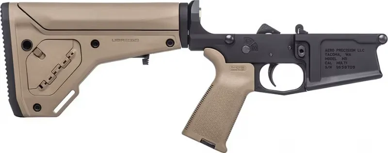 Aero Precision M5 Complete Lower Receiver w/ FDE MOE Grip & FDE UBR Gen2 Stock - Anodized Black with FDE Furniture - APAR308224 - Lower Receiver for AR-15 - view 1