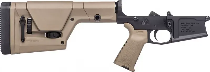 Aero Precision M5 Complete Lower Receiver w/ MOE FDE Grip & FDE PRS Rifle Stock - Anodized Black with FDE Furniture - APAR308226 - Lower Receiver for AR-15, vista 2