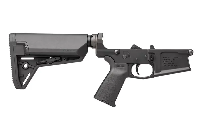 Aero Precision M5 Complete Lower Receiver w/ MOE Grip & SL-S Carbine Stock - Anodized Black - APAR308257 - Lower Receiver for AR-15, vista 2