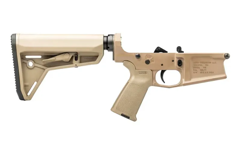 Aero Precision M5 Complete Lower Receiver with FDE MOE Grip & SL Carbine Stock - FDE Cerakote - APAR308256 - Lower Receiver for AR-15, vista 1