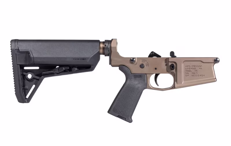 Aero Precision M5 Complete Lower Receiver with MOE Grip & SL-S Carbine Stock - Kodiak Brown Anodized - APAR308284 - Lower Receiver for AR-15, vista 1