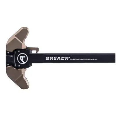 Aero Precision AR-10 Breach Ambi Charging Handle w/ Small Lever - Black/Kodiak Brown - Charging Handle for AR-15, vista 1