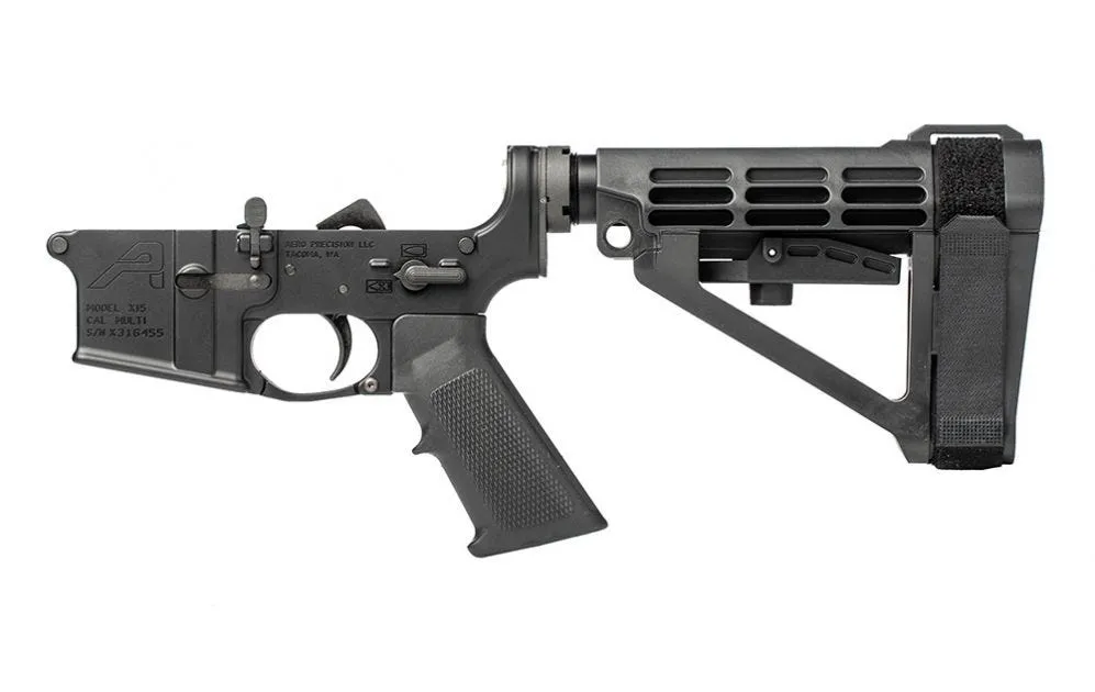 Aero Precision AR-15 Pistol Complete Lower Receiver w/ A2 Grip & SBA4 Brace - Anodized/Black - Lower Receiver for AR-15 - view 1