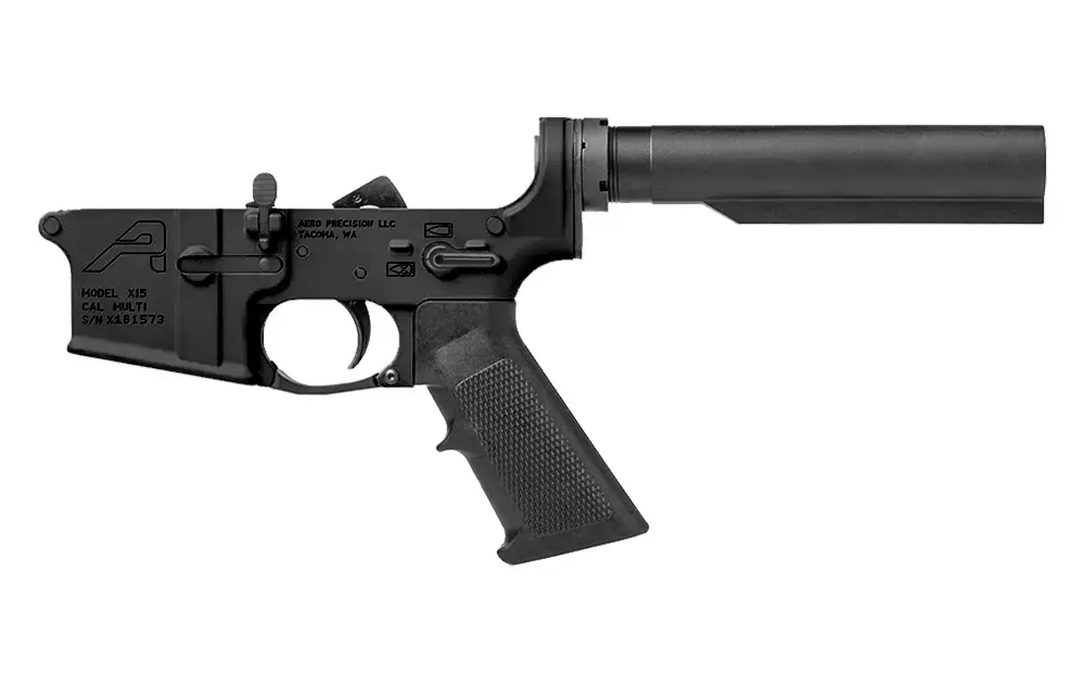 Aero Precision AR15 Carbine Complete Lower Receiver w/ BAD-ASS PRO Safety + A2 Grip - Anodized Black - Lower Receiver for AR-15 - view 1