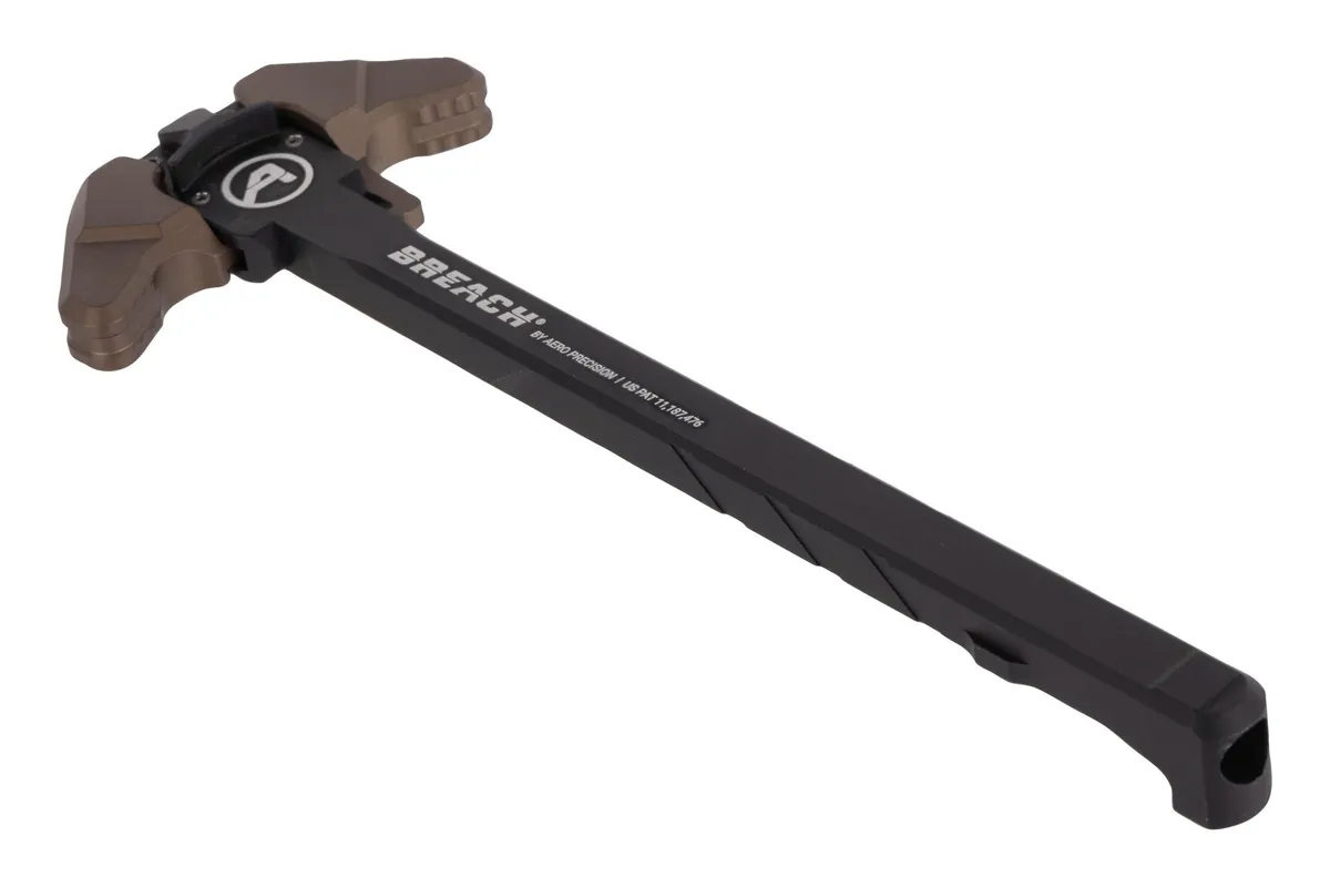 Aero Precision Breach Ambidextrous Charging Handle AR-15 5.56x45mm NATO Small Lever Anodized Black/Kodiak Brown - Charging Handle for AR-15, vista 1