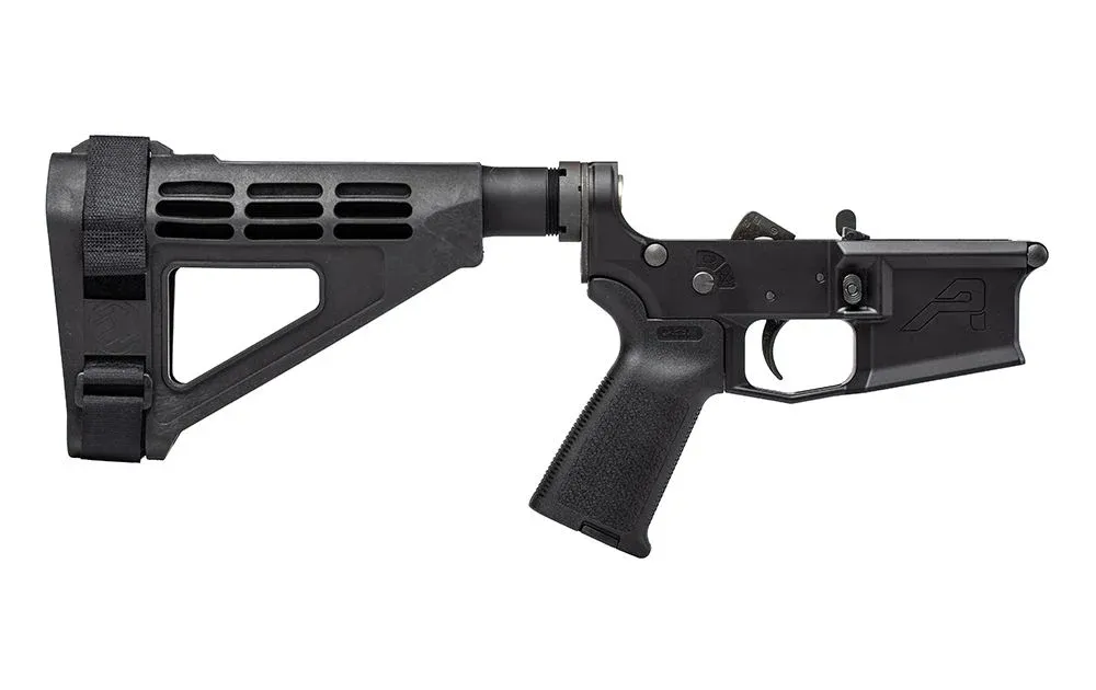 AERO Precision M4E1 Pistol Complete Lower Receiver w/ MOE Grip & SBM4 Brace - Anodized/FDE - Lower Receiver for AR-15, vista 1