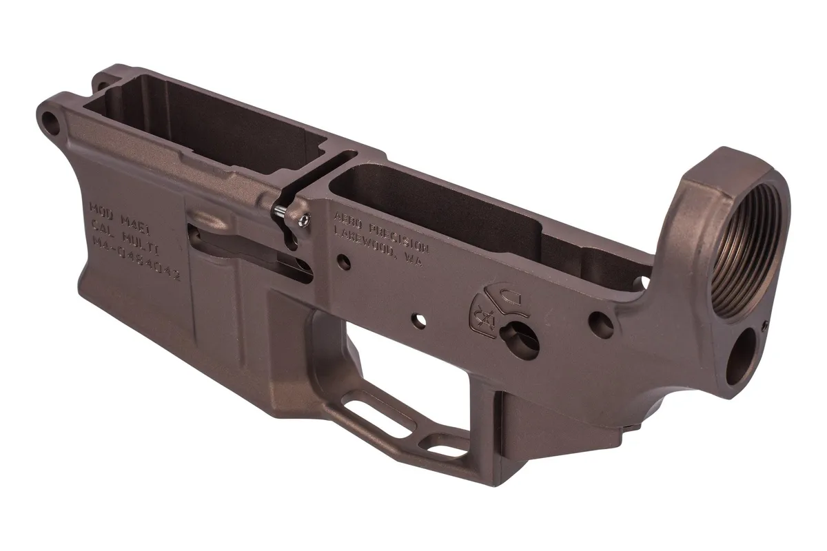 Aero Precision M4E1 Stripped Lower Receiver - Kodiak Brown Anodized - Lower Receiver for AR-15, vista 3