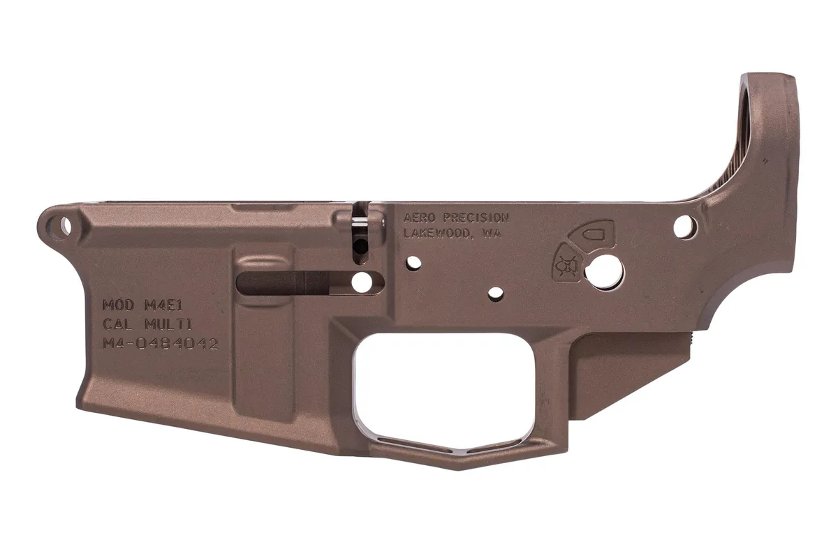 Aero Precision M4E1 Stripped Lower Receiver - Kodiak Brown Anodized - Lower Receiver for AR-15, vista 4