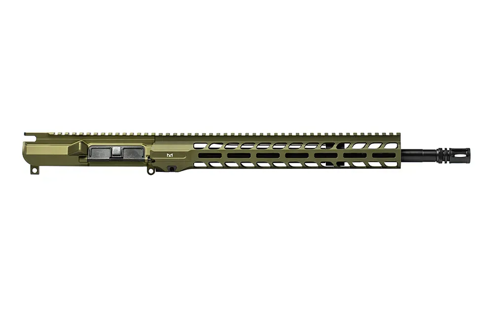 Aero Precision M4E1 Threaded 16" .223 Wylde Mid-Length SPR QPQ Barrel No Forward Assist Complete Upper W/ 13.5" Slimline Handguard - OD Green Anodized - Upper Receiver for AR-15, vista 1