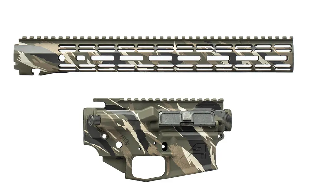 Aero Precision M4E1 Threaded Builder Set w/ 15" R-ONE M-LOK Handguard - CQC Tiger Stripe - Upper Receiver for AR-15, vista 1
