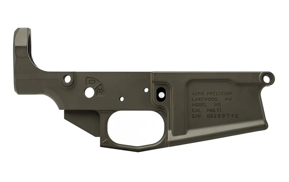 Aero Precision M5 (.308) Stripped Lower Receiver - OD Green - Lower Receiver for AR-15, vista 1