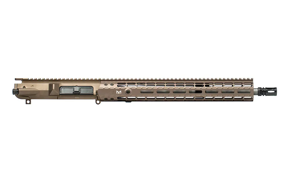 Aero Precision M5E1 16" .308 Mid-Length SS Complete Upper,w/ 15" Enhanced M-LOK Handguard & Adjustable Gas Block - Kodiak Brown Anodized - Upper Receiver for AR-15, vista 1