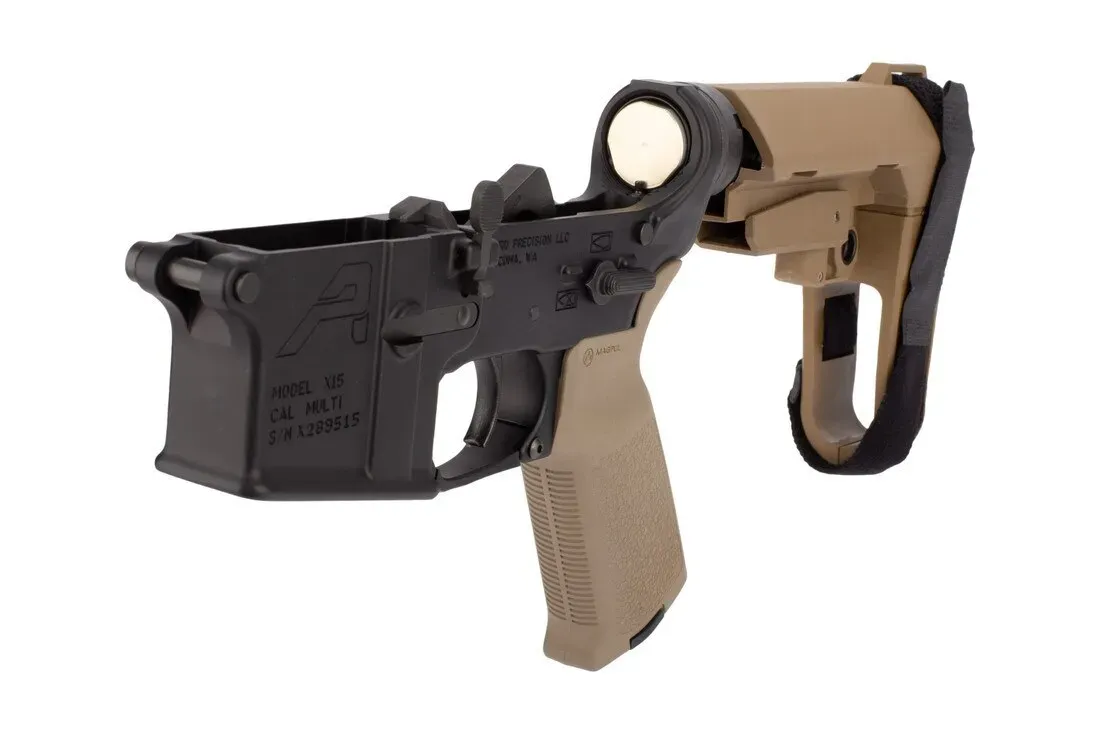 Aero Precision Pistol Complete Ar-15 Lower Receiver - Moe Grip & Sba3 Brace - Black/FDE - Lower Receiver for AR-15 - view 1