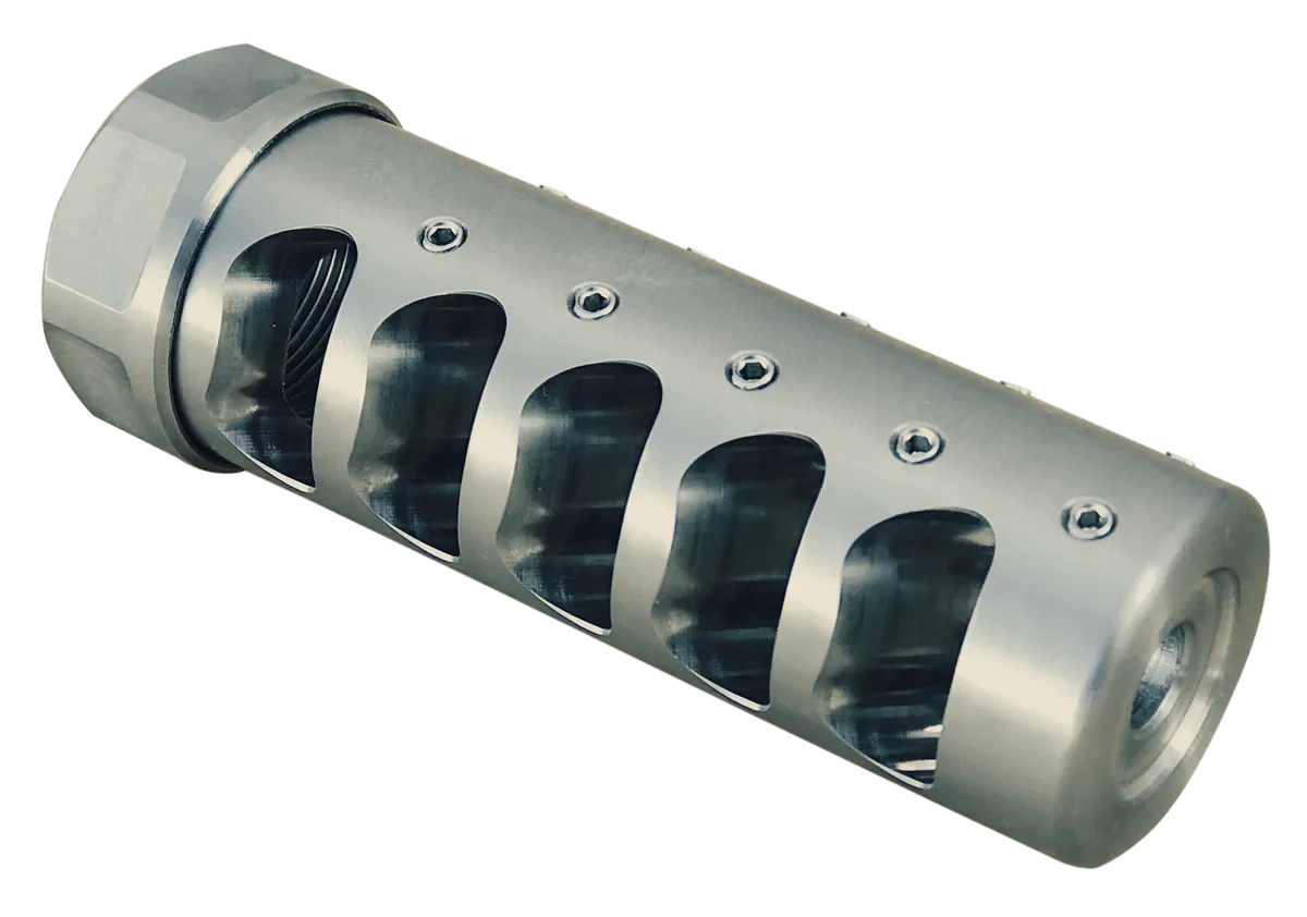 American Precision Arms Fat Bastard Gen 3 Self Timing Muzzle Brake 5/8x24 - .338 - Stainless - Muzzle Device for AR-15 - view 1