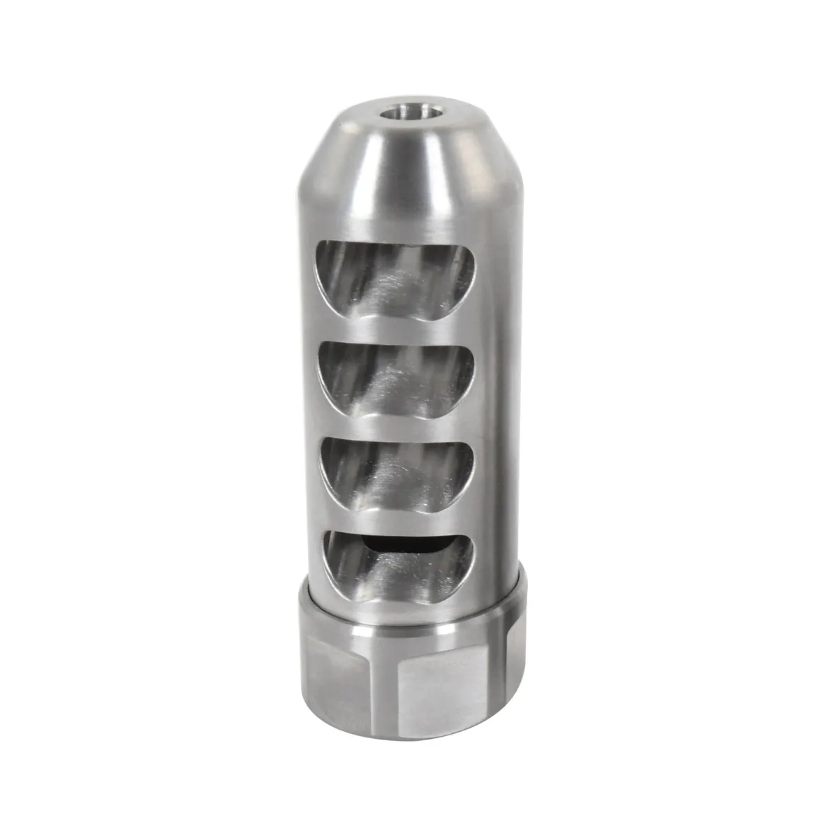 American Precision Arms Fat Bastard Self Timing Gen 2 Muzzle Brake .338 or Smaller 5/8x24 Stainless - Muzzle Device for AR-15 - view 1
