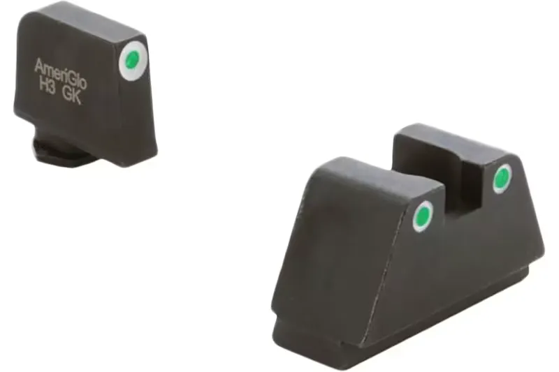 AmeriGlo Sight Set Front/Rear, Green/White - GL-330 - Iron Sights for AR-15 - view 1
